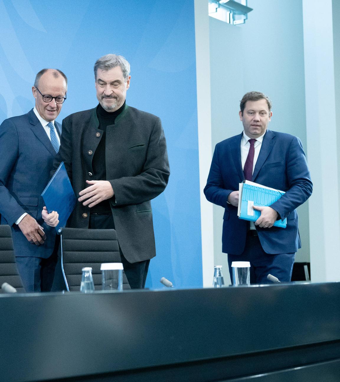 Friedrich Merz, Markus Söder und Lars Klingbeil
