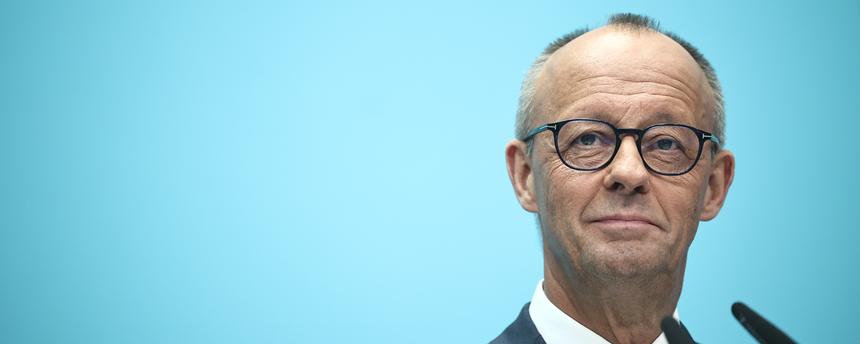 Parteivorsitzender Friedrich Merz bei der Pressekonferenz nach den Landtagswahlen in Berlin und Mecklenburg Vorpommern im Berliner Konrad-Adenauer-Haus.