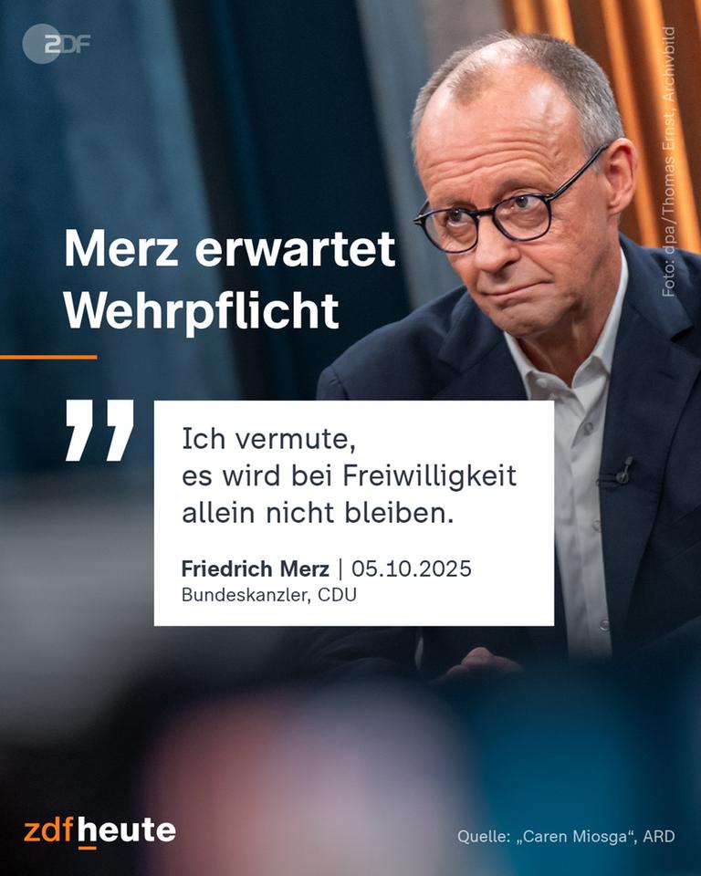 Merz erwartet Wehrpflicht: "Ich vermute, es wird bei einer Freiwilligkeit allein nicht bleiben."
