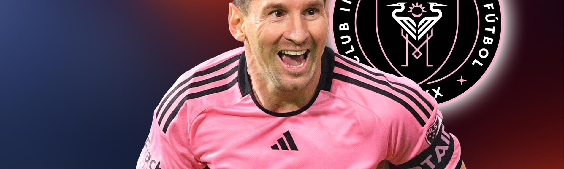 Lionel Messi mit dem Logo von Inter Miami