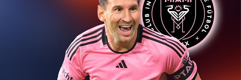Lionel Messi mit dem Logo von Inter Miami