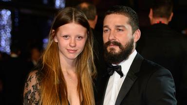 Mia Goth und Shia LaBeouf bei der Premiere des Films „Fury“ im Rahmen des BFI London Film Festivals in der Londoner Innenstadt am 19. Oktober 2014.