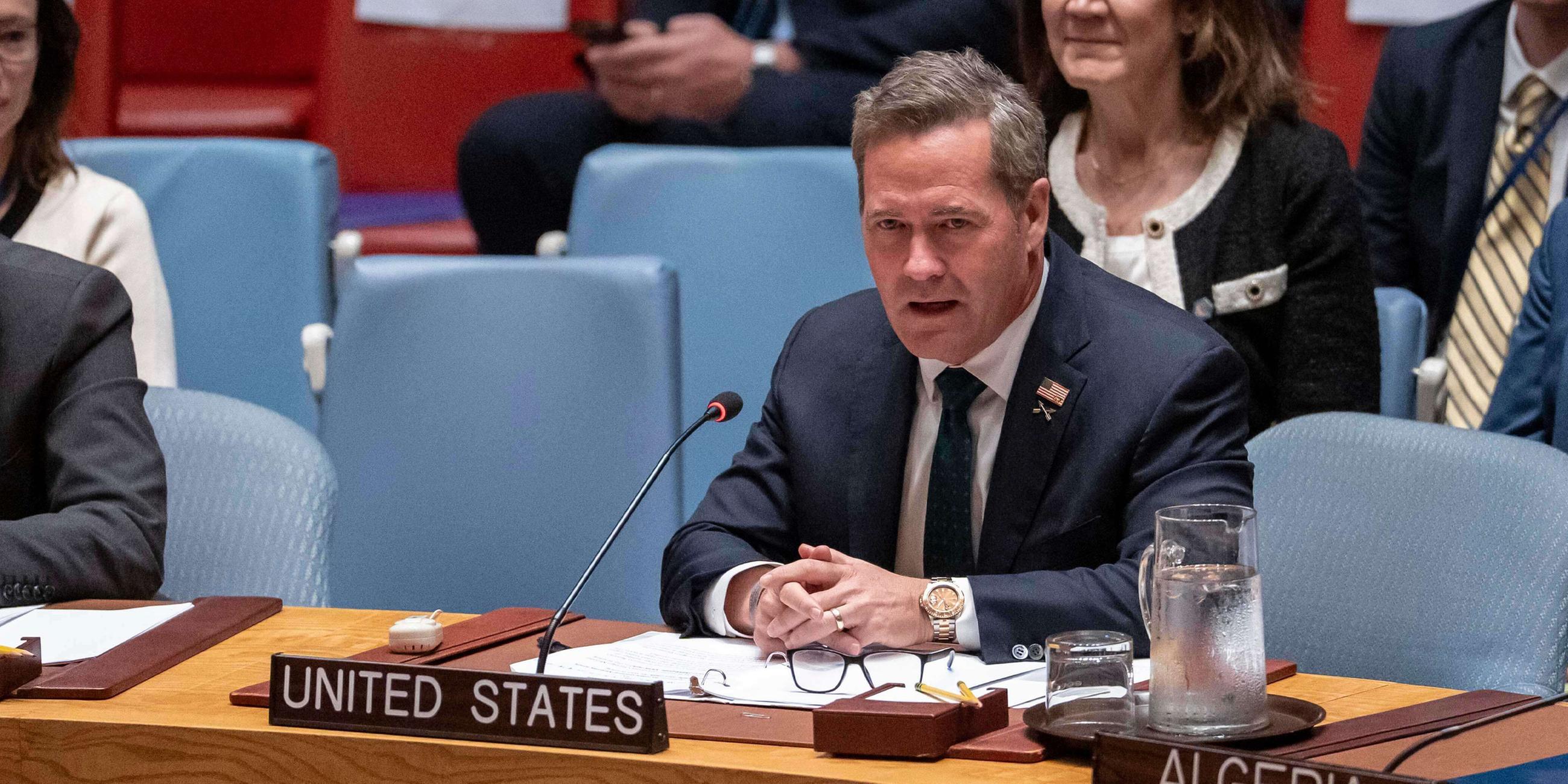 US-Botschafter bei den Vereinten Nationen, Michael Waltz, spricht am 22.09.2025 während einer Sitzung des UN-Sicherheitsrats im UN-Hauptquartier in New York.
