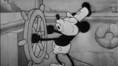 Mickey Maus im Zeichentrickkurzfilm „Steamboat Willie“ aus dem Jahr 1928.