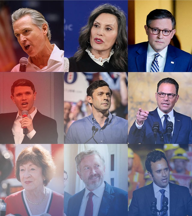 Die wichtigsten Personen der Midterms mit Farbverlauf