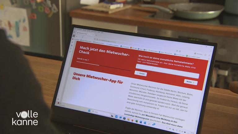 Ein Laptop mit einem Programm gegen Mietwucher auf dem Bildschirm
