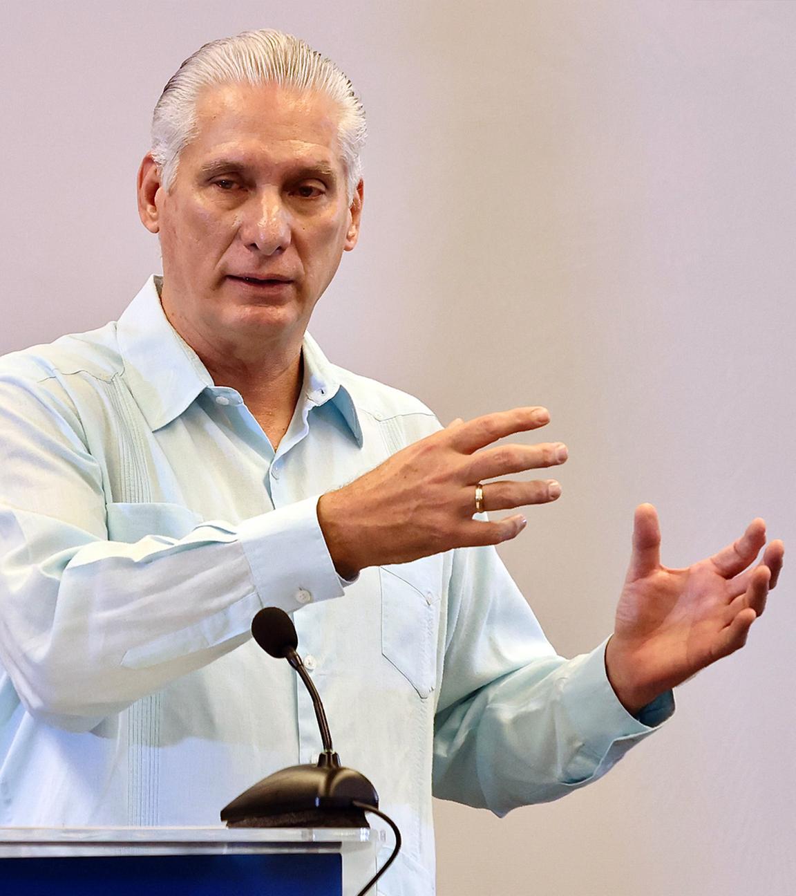 Der kubanische Präsident Miguel Díaz‑Canel spricht am 13. März 2026 während einer Pressekonferenz in Havanna, Kuba.