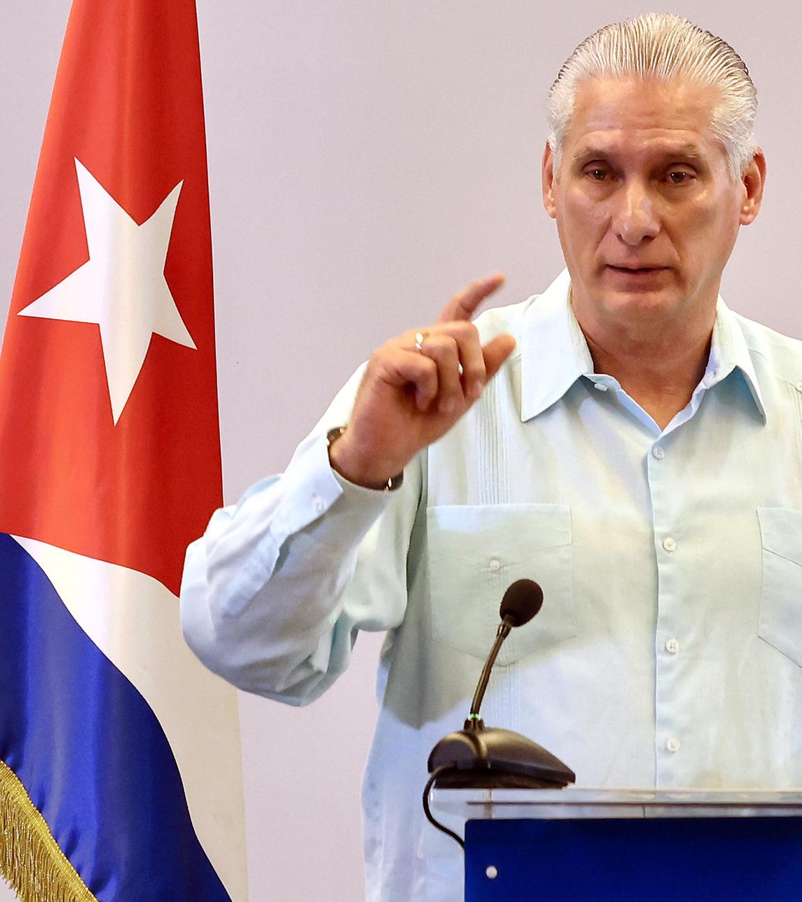 Der kubanische Präsident Miguel Díaz‑Canel spricht am 13. März 2026 während einer Pressekonferenz in Havanna, Kuba.