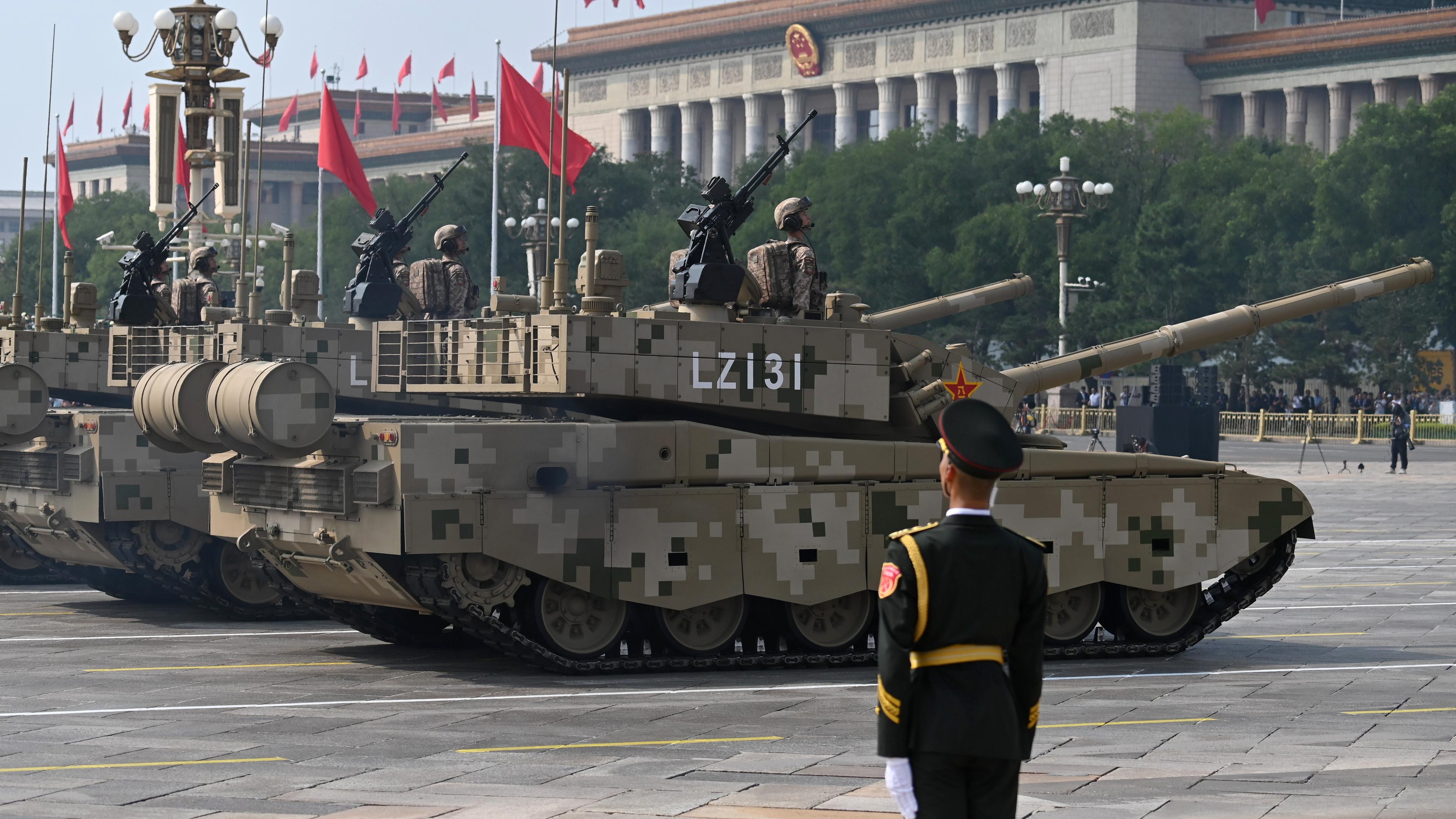 Ein Panzer auf der chinesischen Militärparade