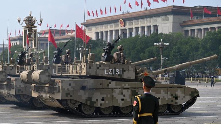 Ein Panzer auf der chinesischen Militärparade