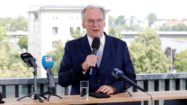 Reiner Haseloff bei der Pressekonferenz zur Entscheidung über den Spitzenkandidaten der CDU zur Landtagswahl Sachsen-Anhalt 2026 in der Landesgeschäftsstelle. Magdeburg, 07.08.2025