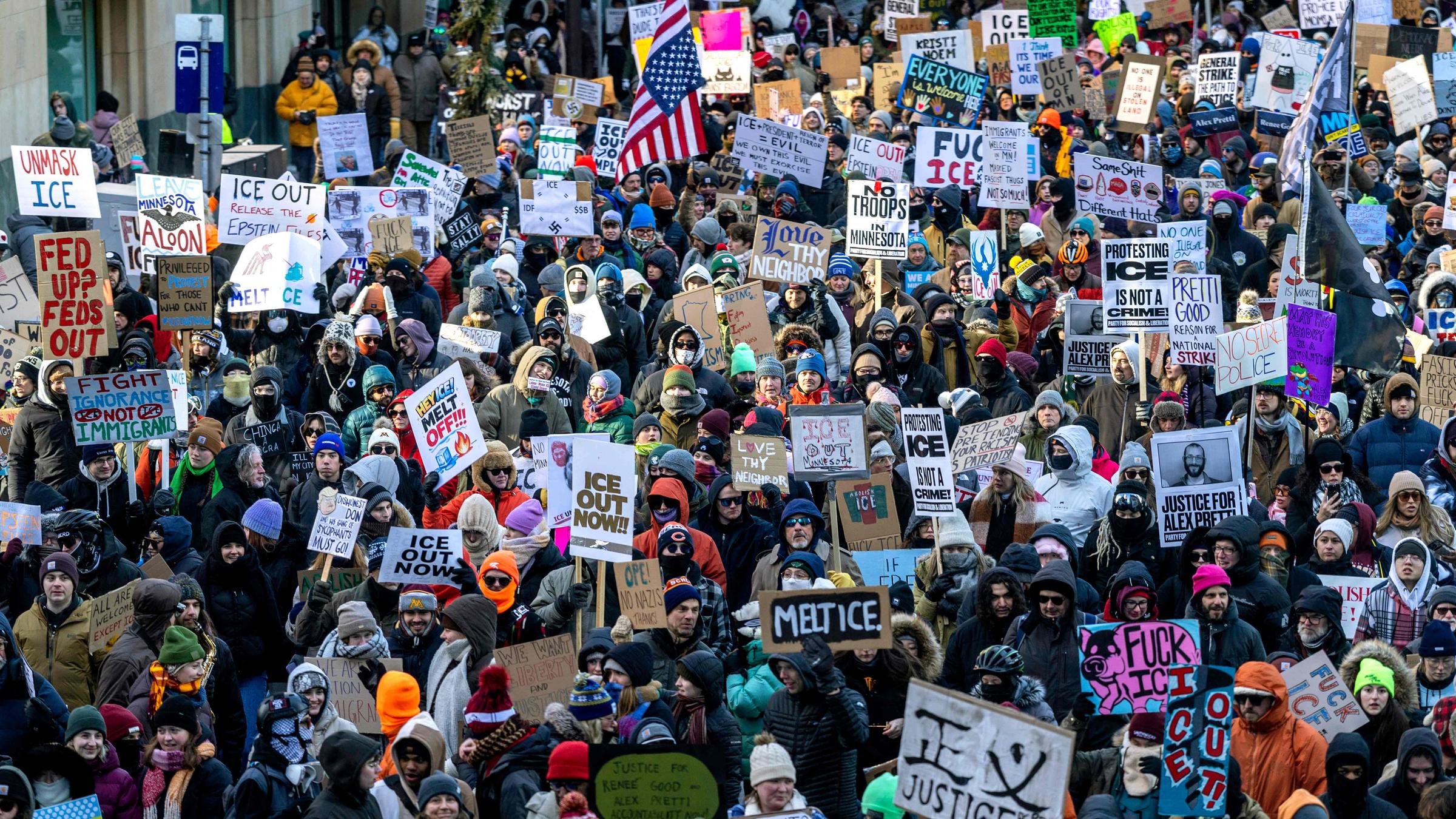 Landesweite "National Shutdown"-Proteste gegen ICE-Einsätze der Trump-Regierung