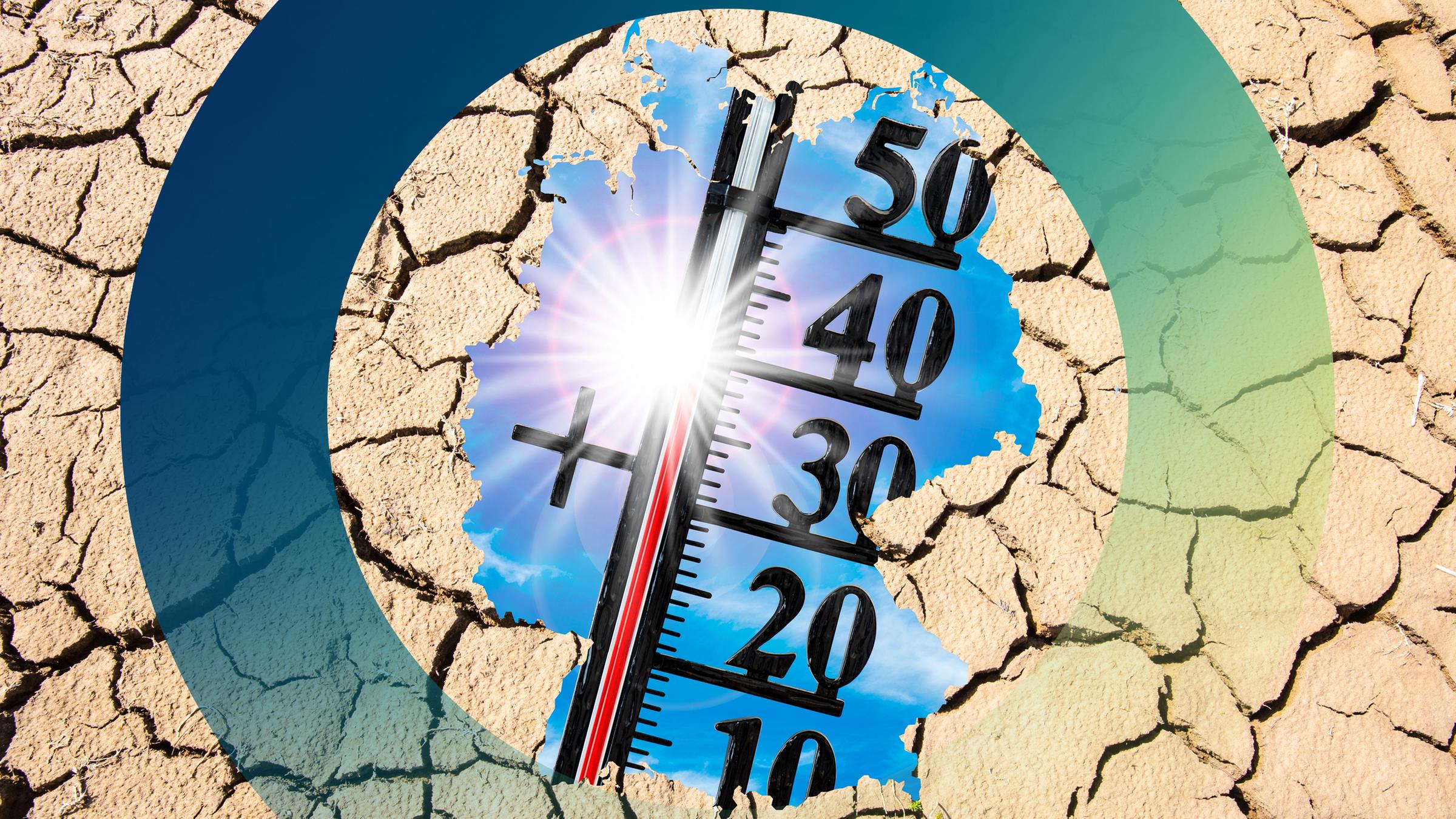 Ein Thermometer auf einer Deutschlandkarte