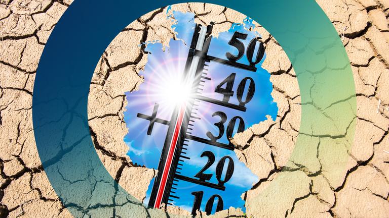 Ein Thermometer auf einer Deutschlandkarte