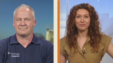 ZDF-Reporter Nils Kaben im Schaltgespräch mit Mittagsmagazin-Moderatorin Lena Kesting.