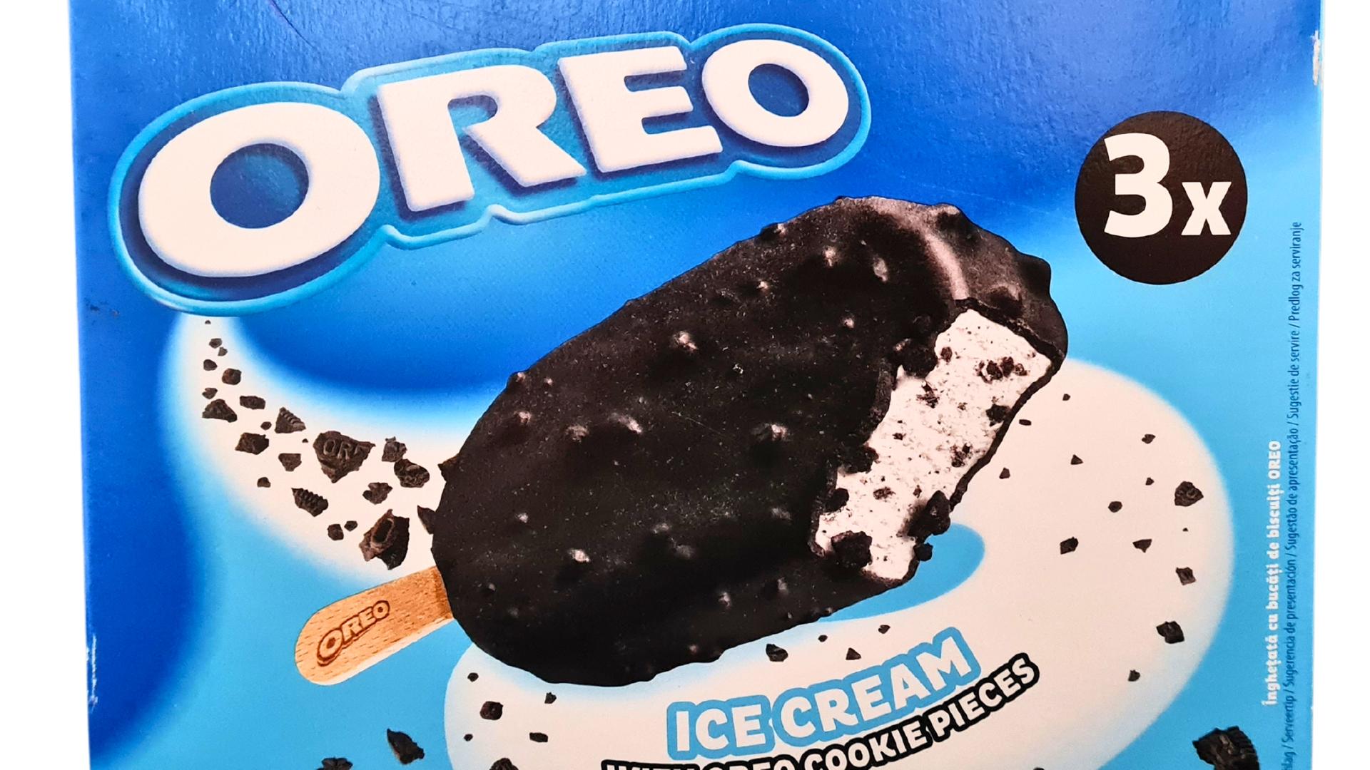 Die Packung von Oreo eis am Stiel