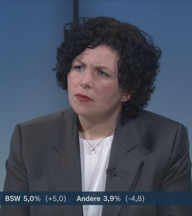 Mohamed Ali vom Bündnis Sahra Wagenknecht mit einer Reaktion zur Bundestagswahl 2025.