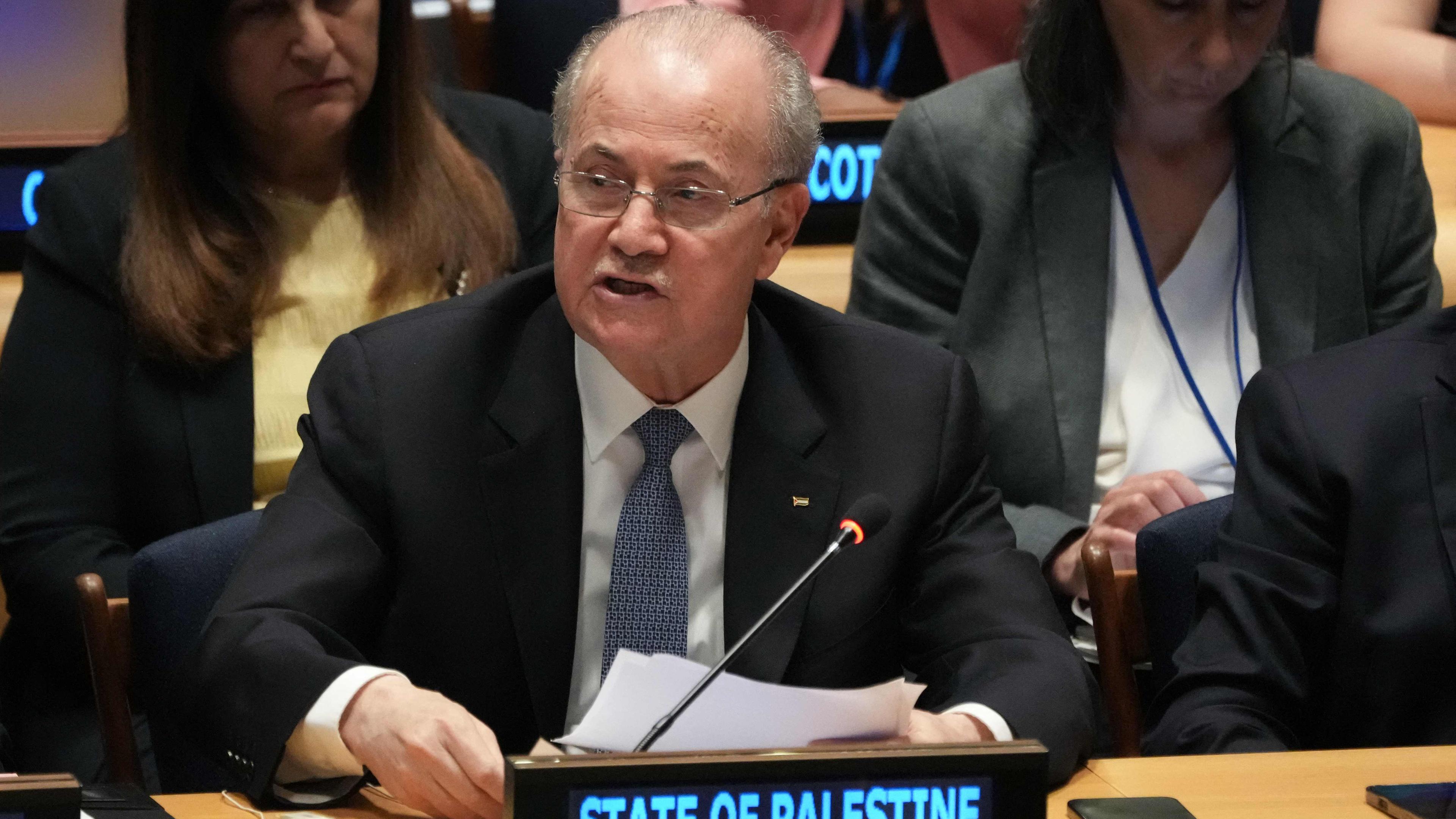 Der palästinensische Ministerpräsident Mohammad Mustafa bei einer Konferenz in New York am 28. Juli 2025.