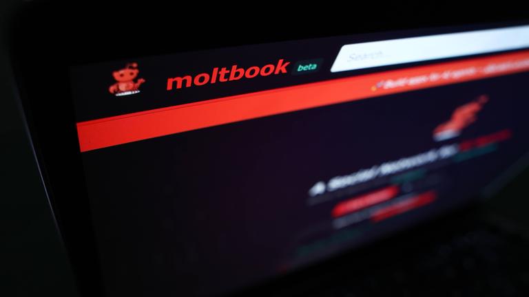 Die Moltbook-Website ist auf einem Laptop-Bildschirm am 05.02.2026 in Krakau, Polen, zu sehen. 