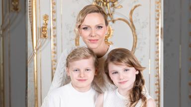 Fürstin Charlène mit ihren Kindern Jacques und Gabriella.
