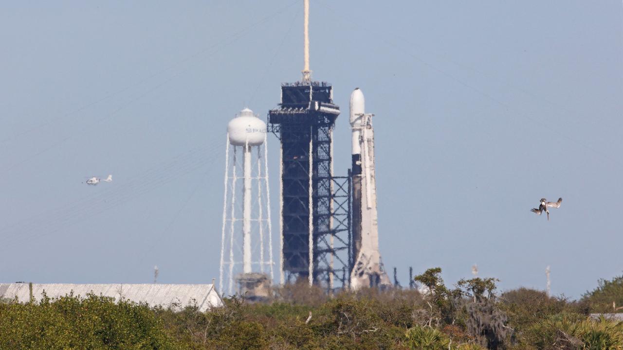 Mondlander Nova-C auf der Startrampe LC-39A im Kennedy Space Center in Cape Canaveral, aufgenommen am 13.02.2024