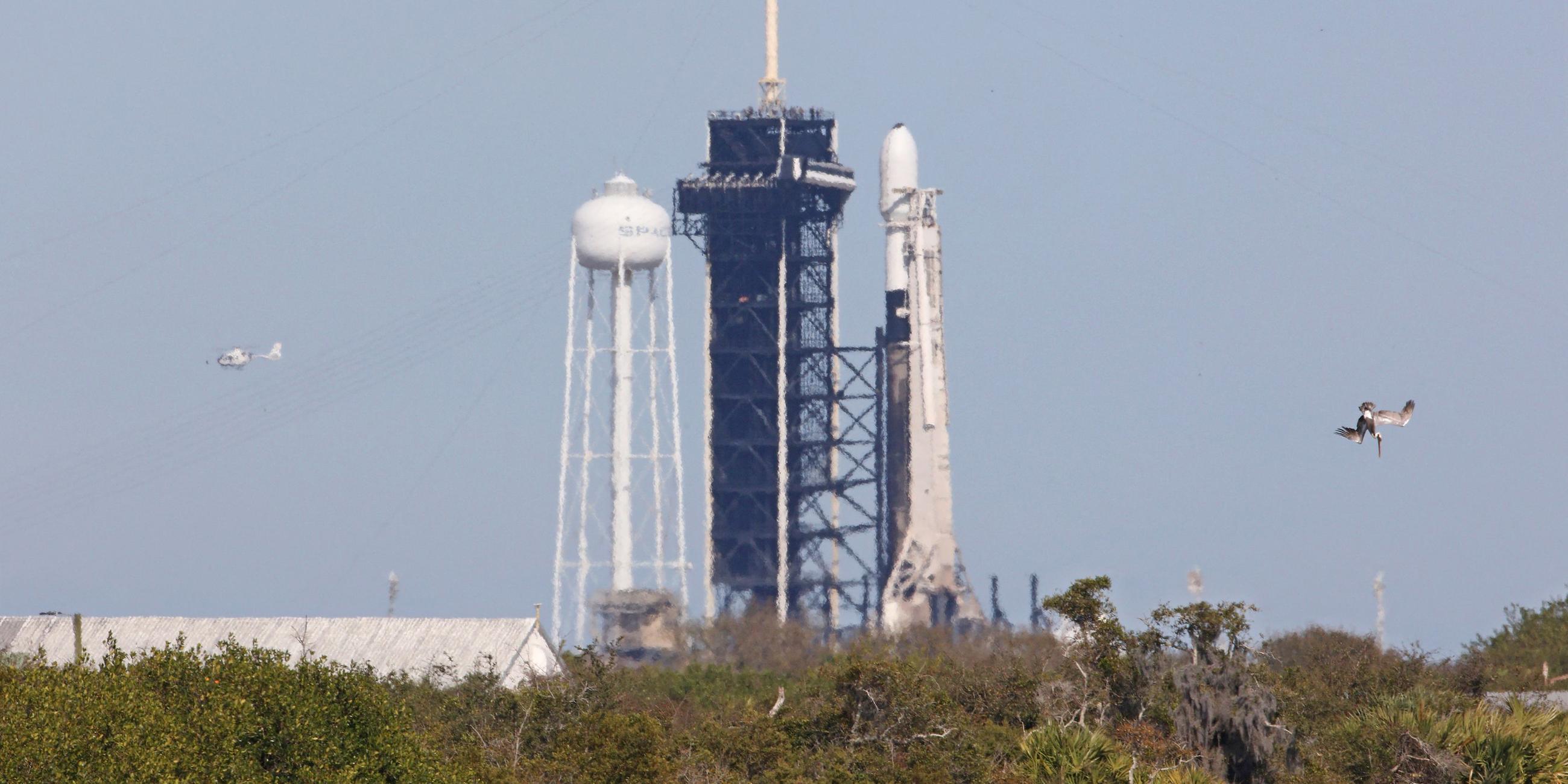 Mondlander Nova-C auf der Startrampe LC-39A im Kennedy Space Center in Cape Canaveral, aufgenommen am 13.02.2024