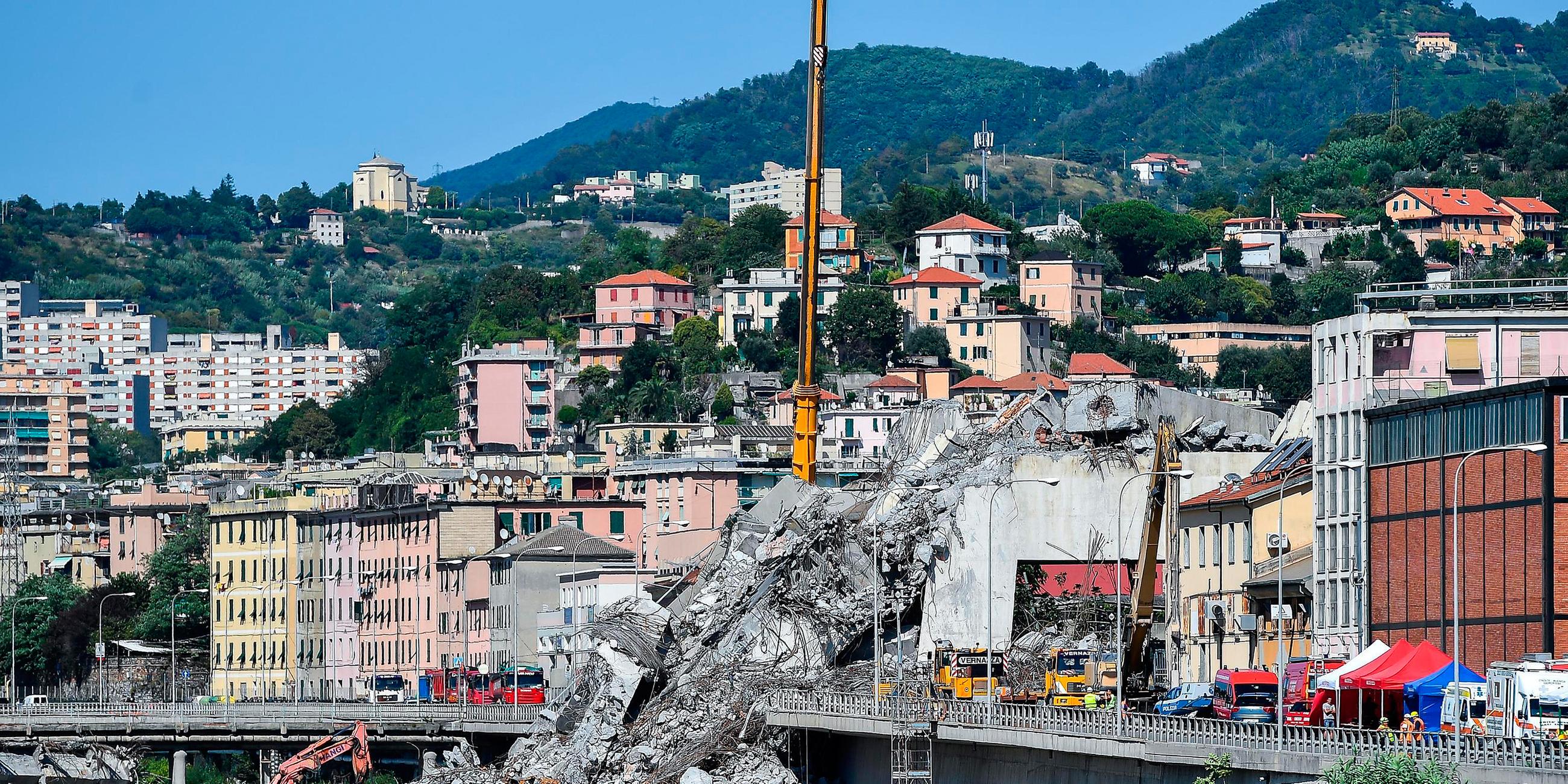 Trümmer der Morandi-Brücke