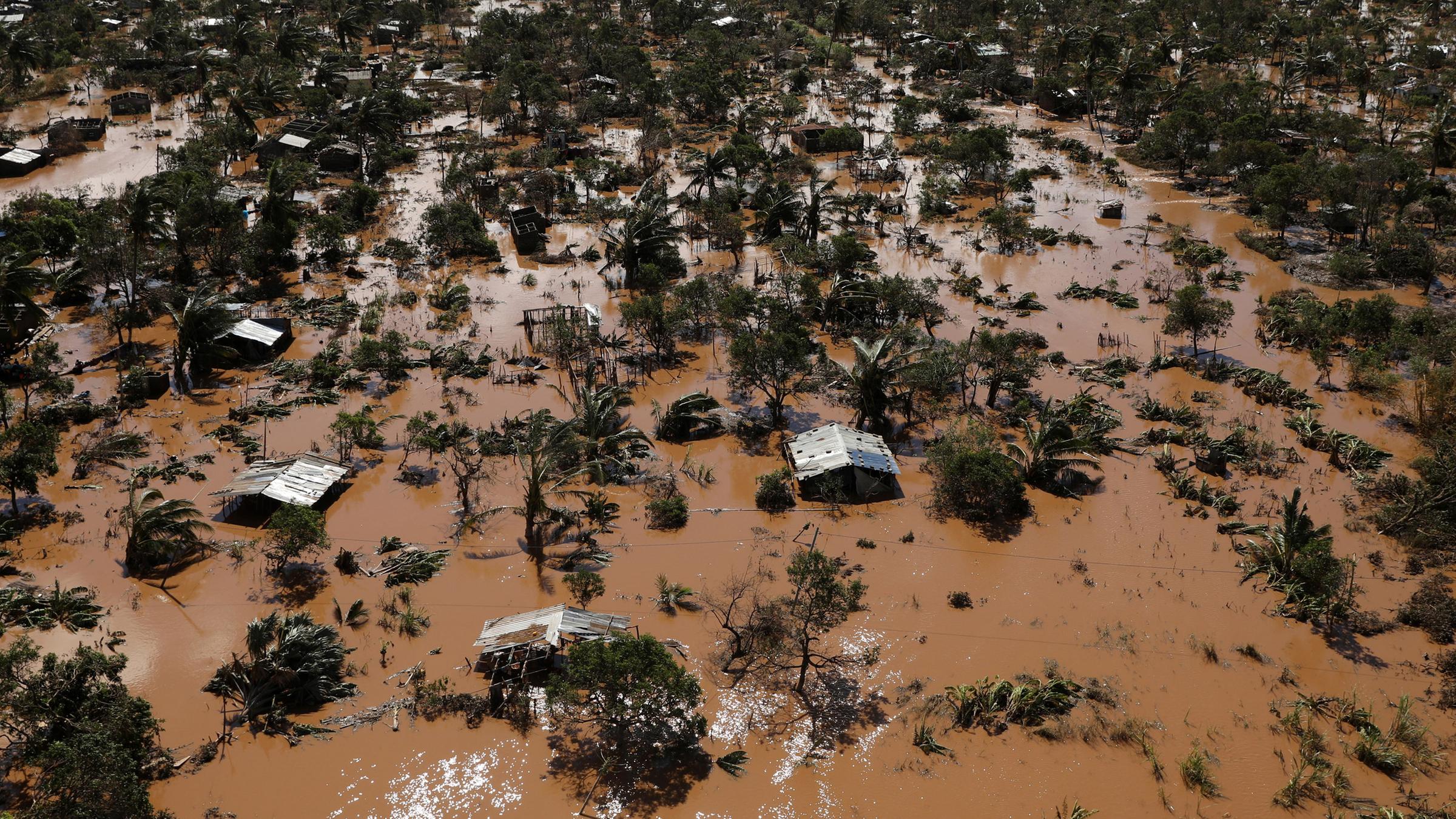 Überschwemmte Landschaft am 21.03.2019 in Mosambik