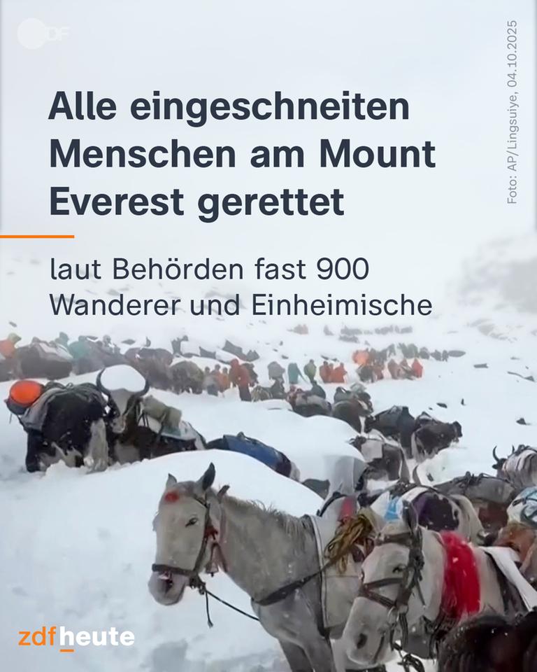 Eingeschneite Wanderer am Mount Everest