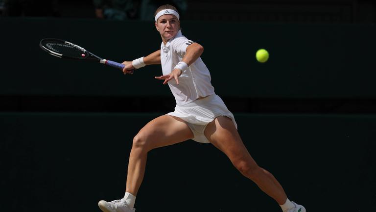 Karolina Muchova beim Tennis-Halbfinale von Wimbledon.
