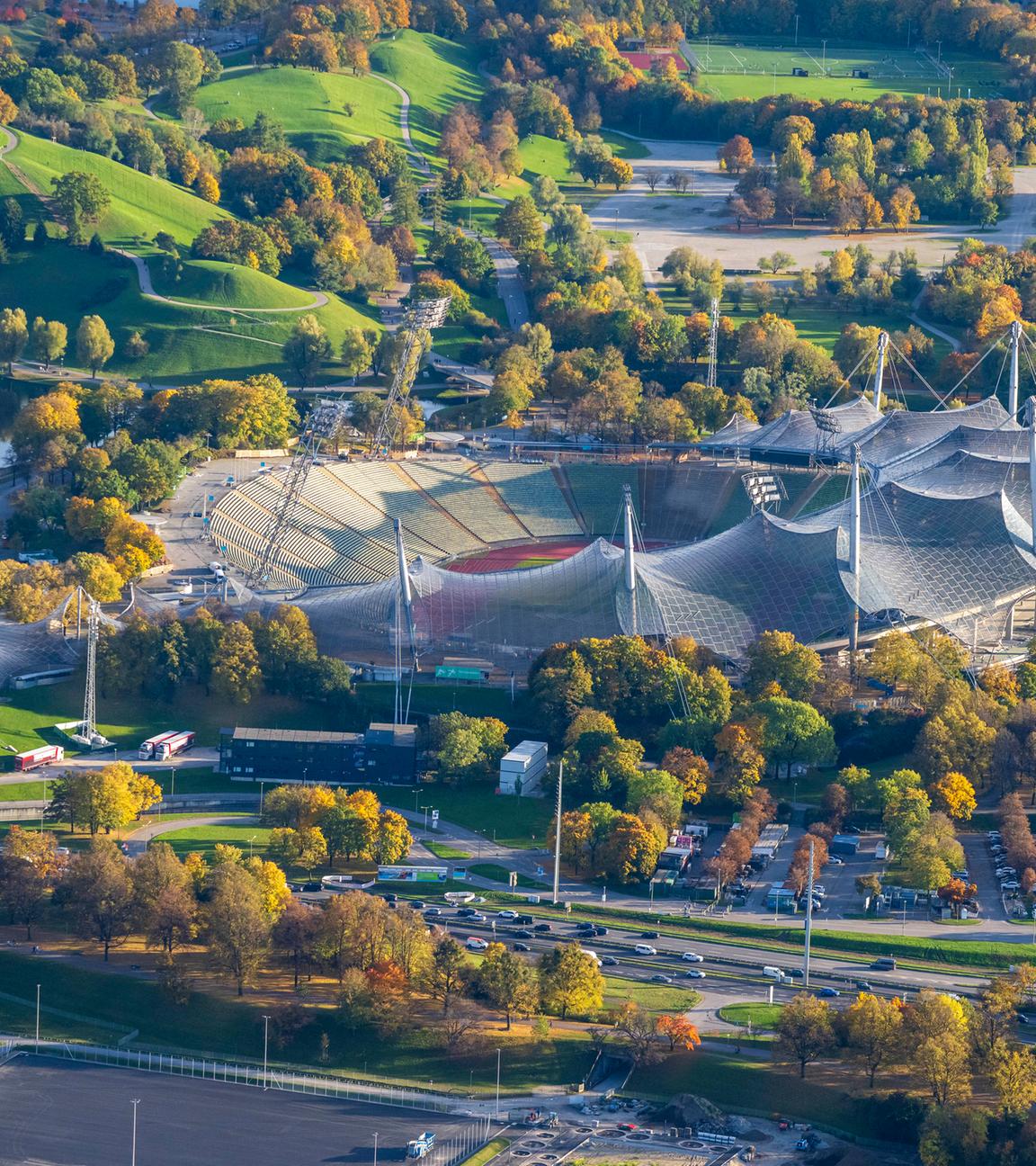 Münchner Olympiastadion aus der Luft