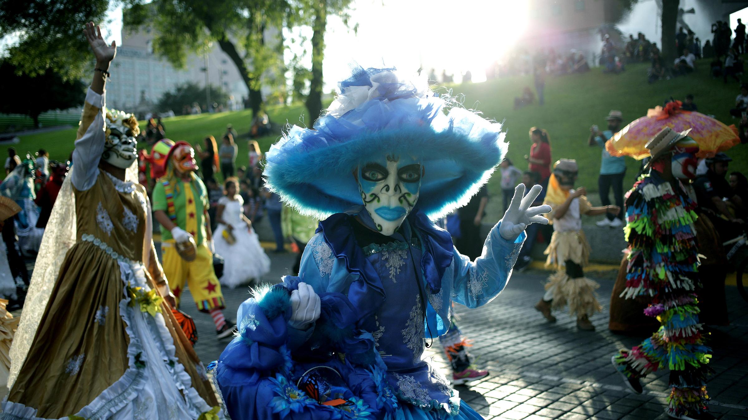 Teilnehmer am day of the dead in Monterrey, Mexiko