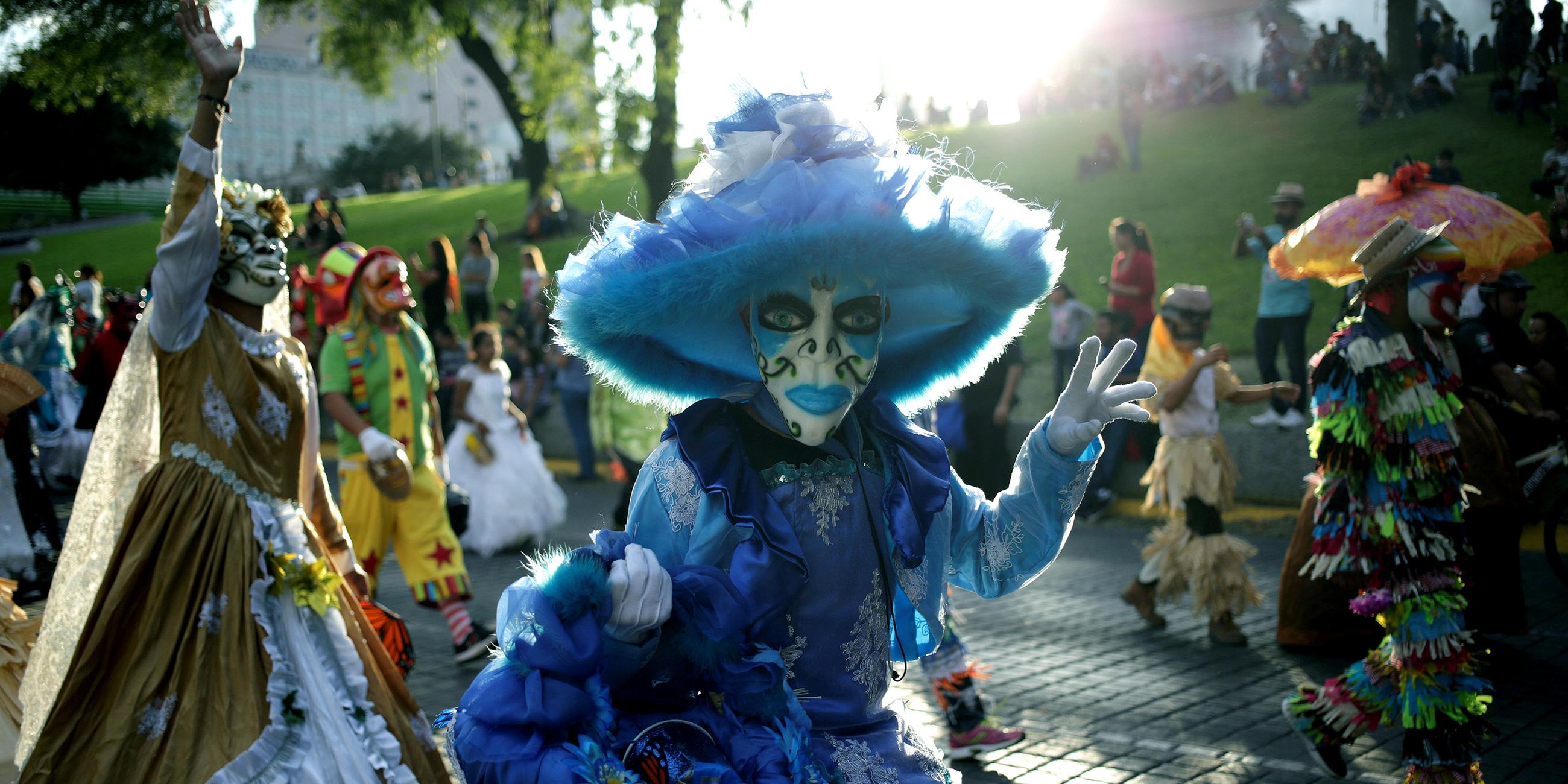 Teilnehmer am day of the dead in Monterrey, Mexiko