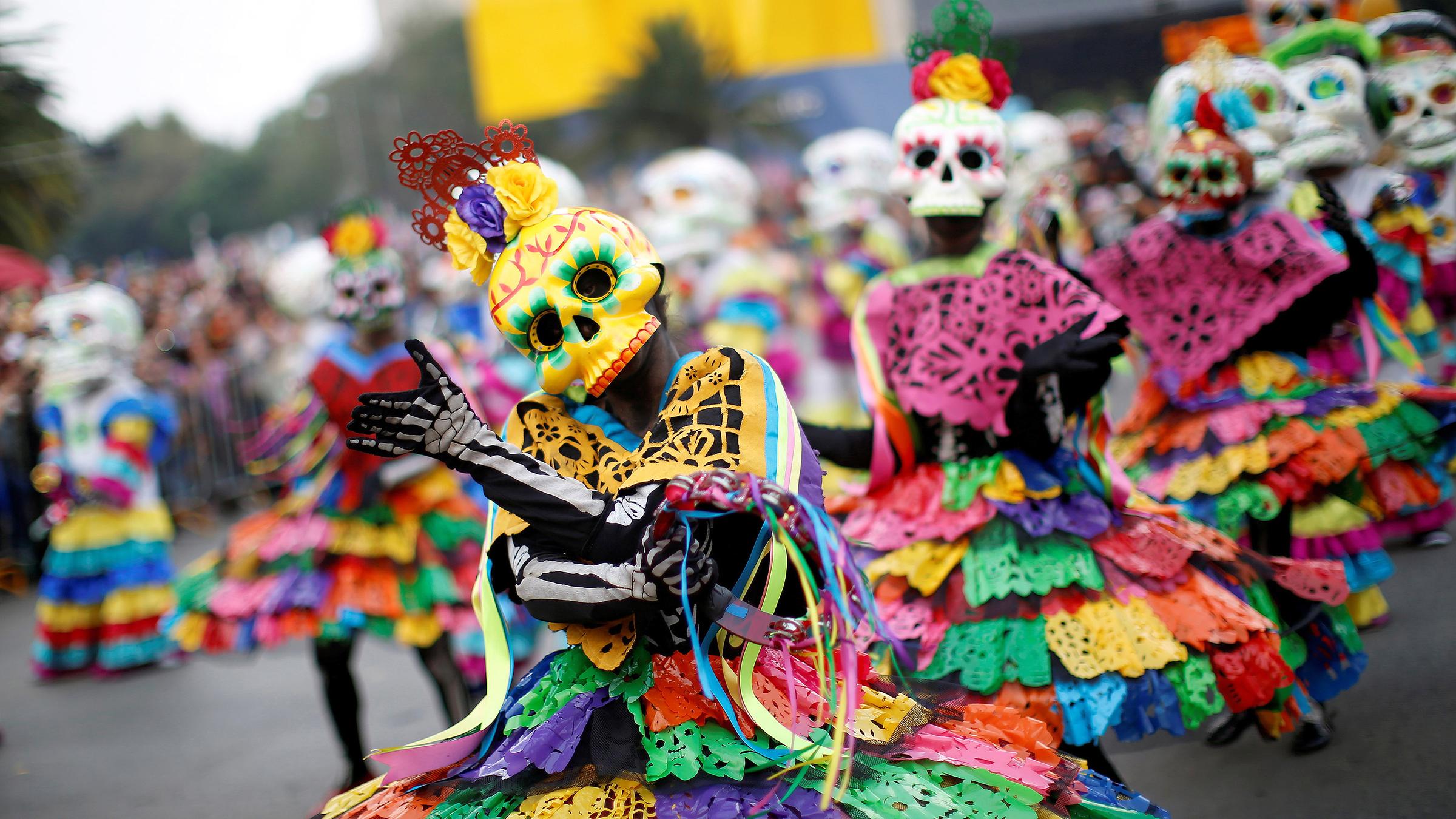 Parade zum day of the dead in Mexiko City