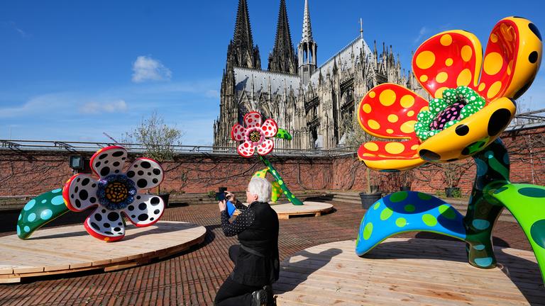 Kunst des Museum Ludwigs vor dem Kölner Dom