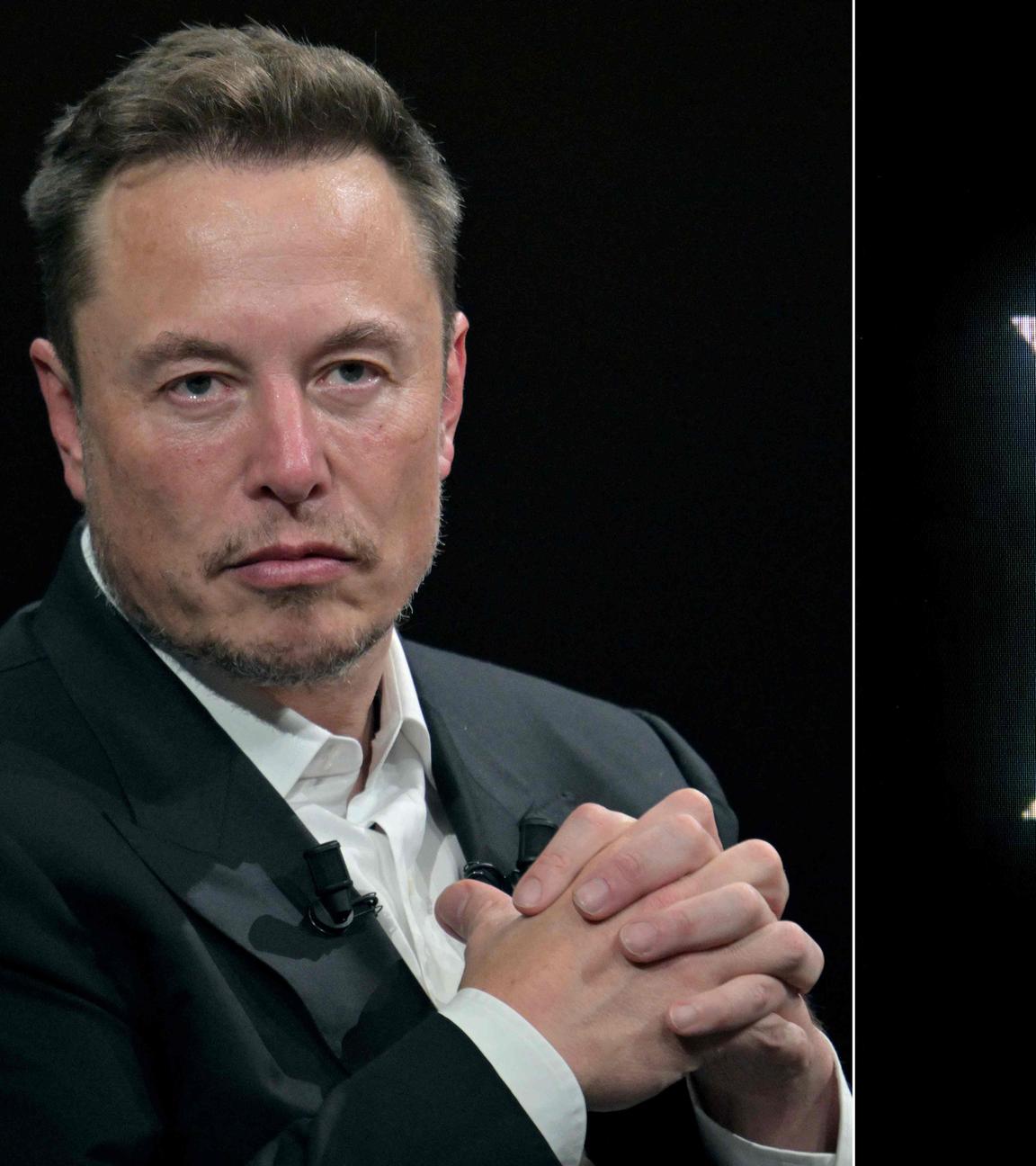 Elon Musk vor einem "X"-Logo