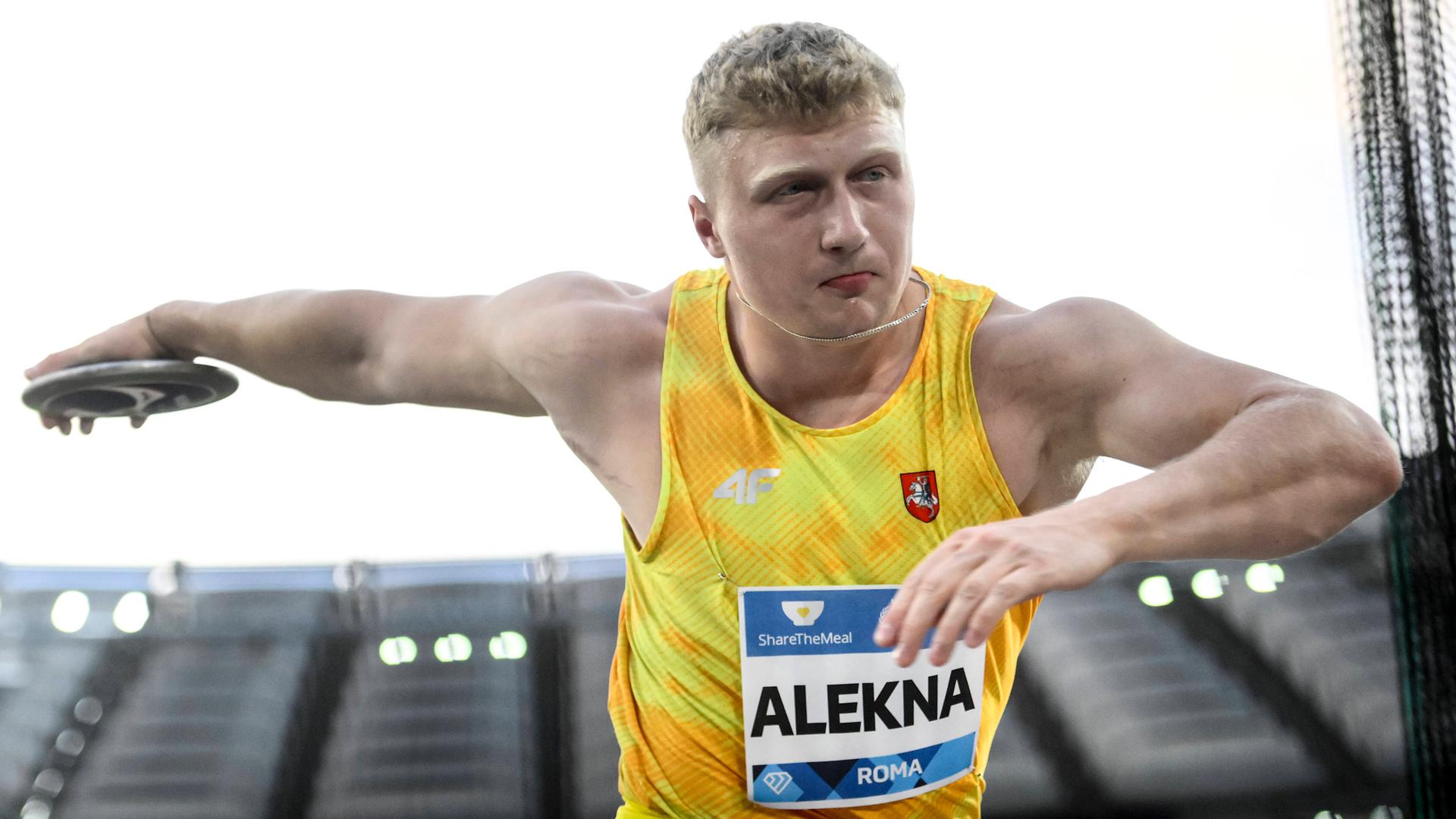 Diskuswerfer Mykolas Alekna in Aktion