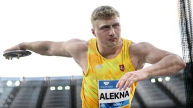 Diskuswerfer Mykolas Alekna in Aktion