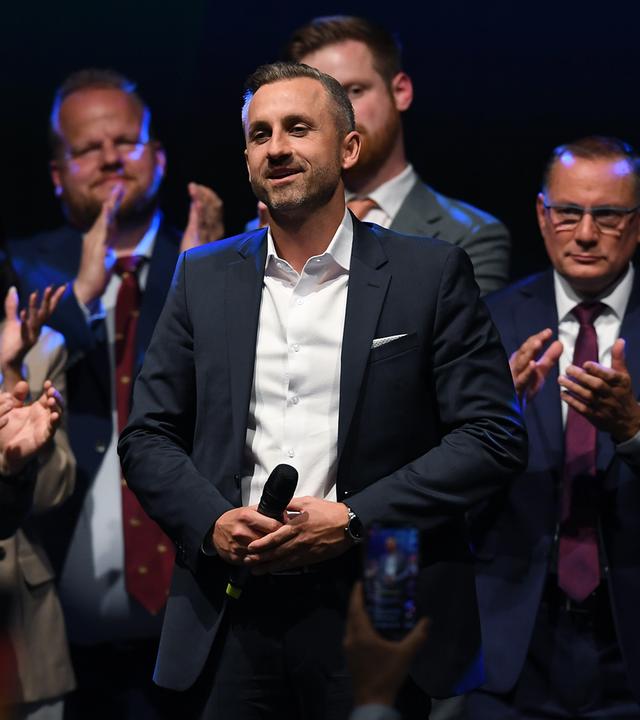Sachsen-Anhalt: Ulrich Siegmund,Sptzenkandidat der AfD zur Landtasgwahl 2026 bei der Wahlfeier der AfD Sachsen-Anhalt.
