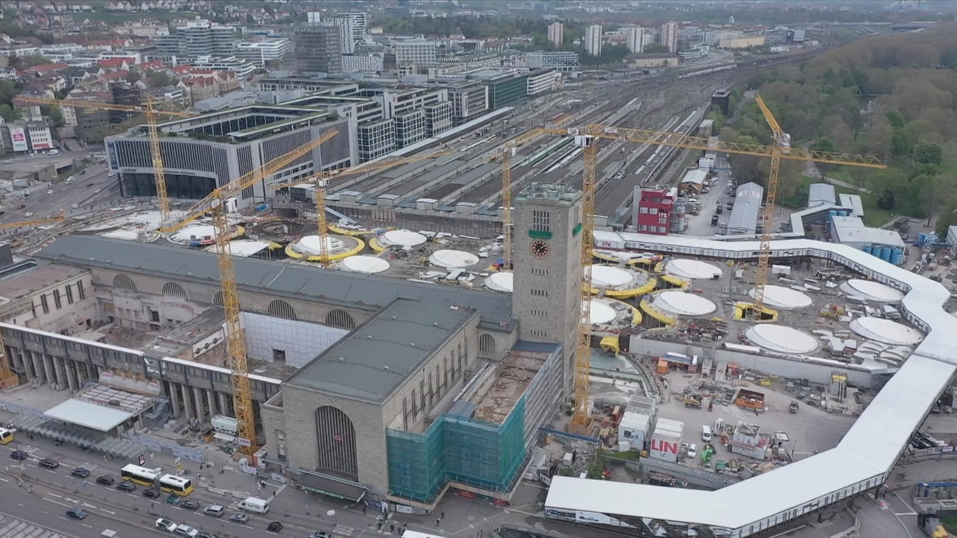 Vogelperspektive der Baustelle Stuttgart 21