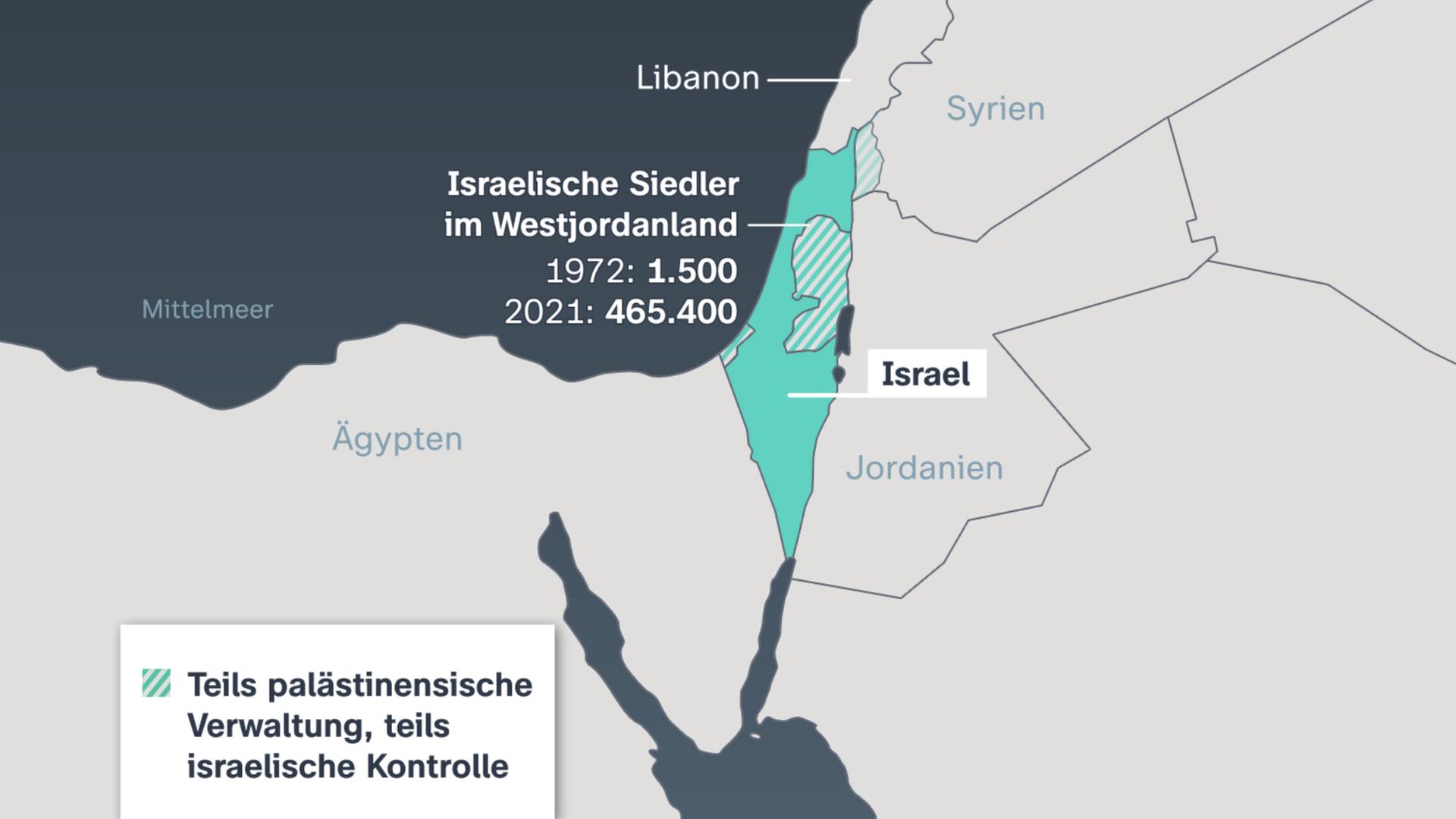 Die Karte zeigt wie sich die Siedlungen über die Jahre gewachsen sind von 1.500 im Jahr 1972 auf 465.400 im Jahr 2021.