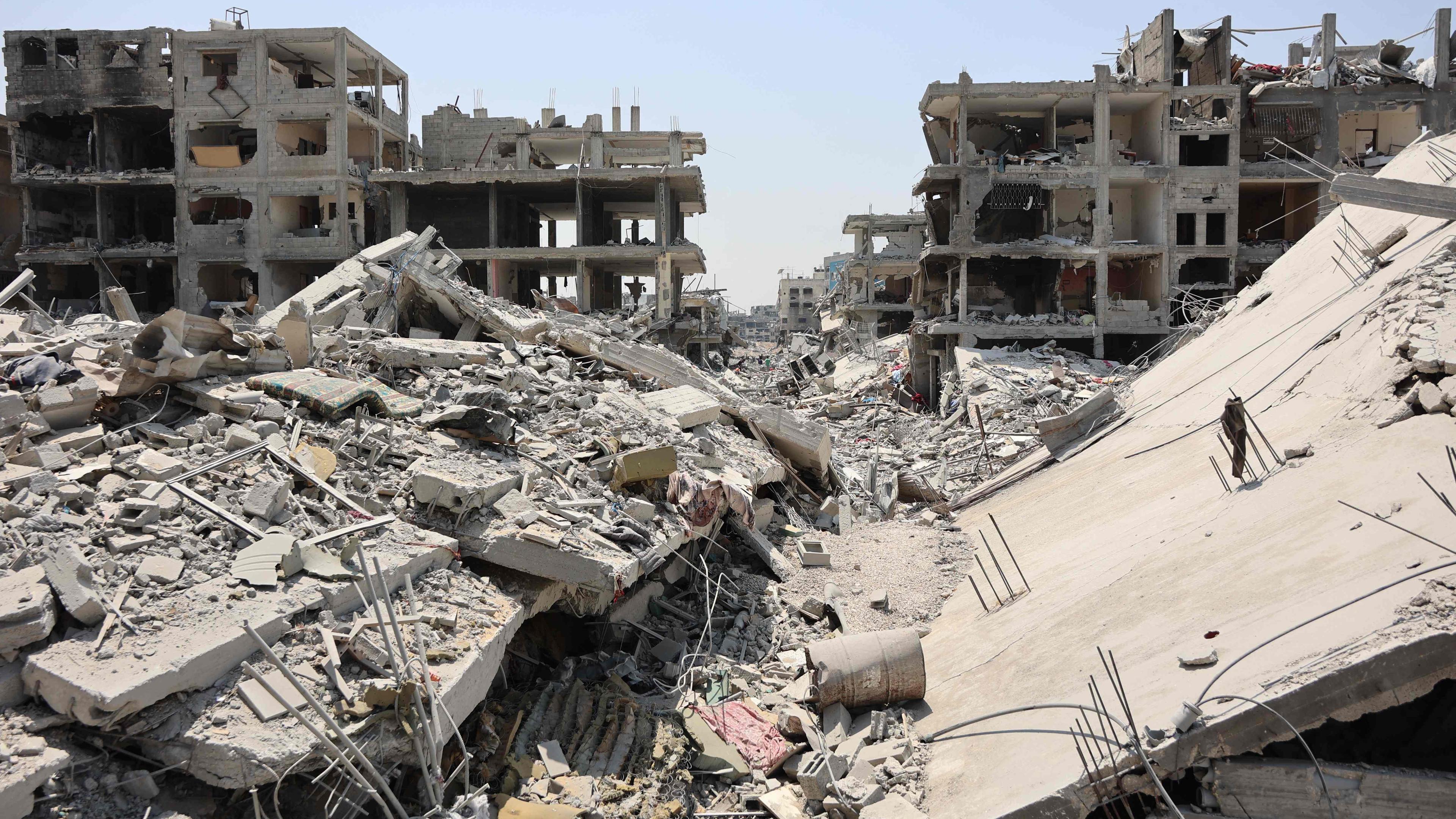 Trümmer und zerstörte Gebäude im Stadtteil al-Tuffah in Gaza-Stadt am 14. August 2025