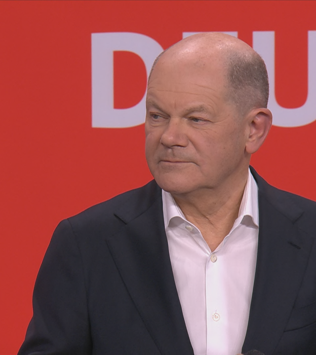 Scholz von der SPD mit einer Reaktion zur Bundestagswahl 2025.