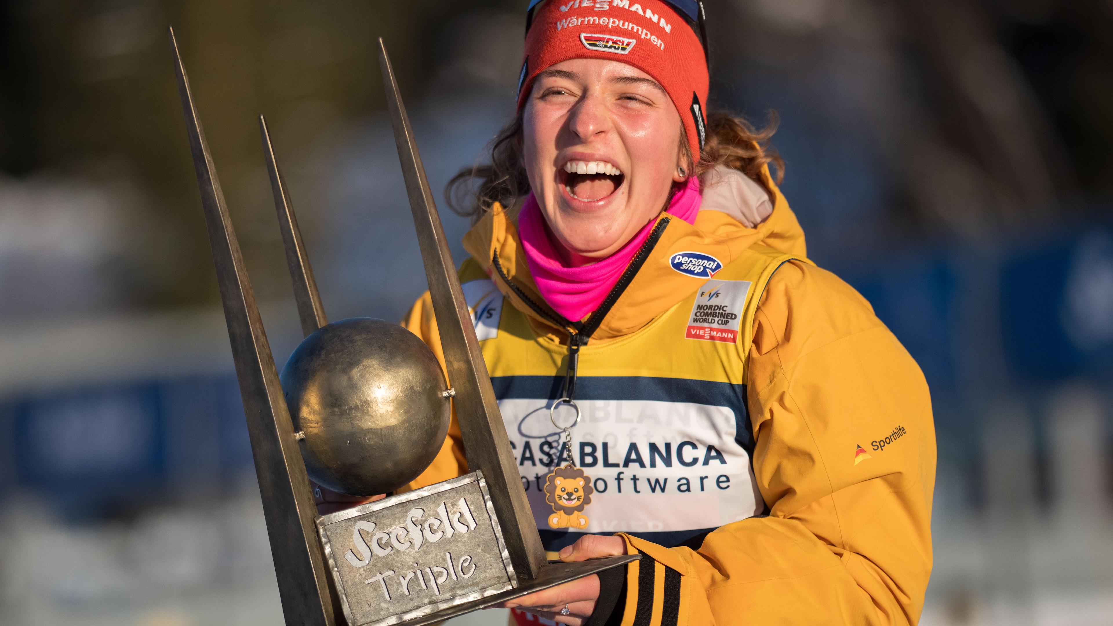 Nathalie Armbruster, Tagessiegerin und Gesamtsiegering des Seefeld Nordic Triple.