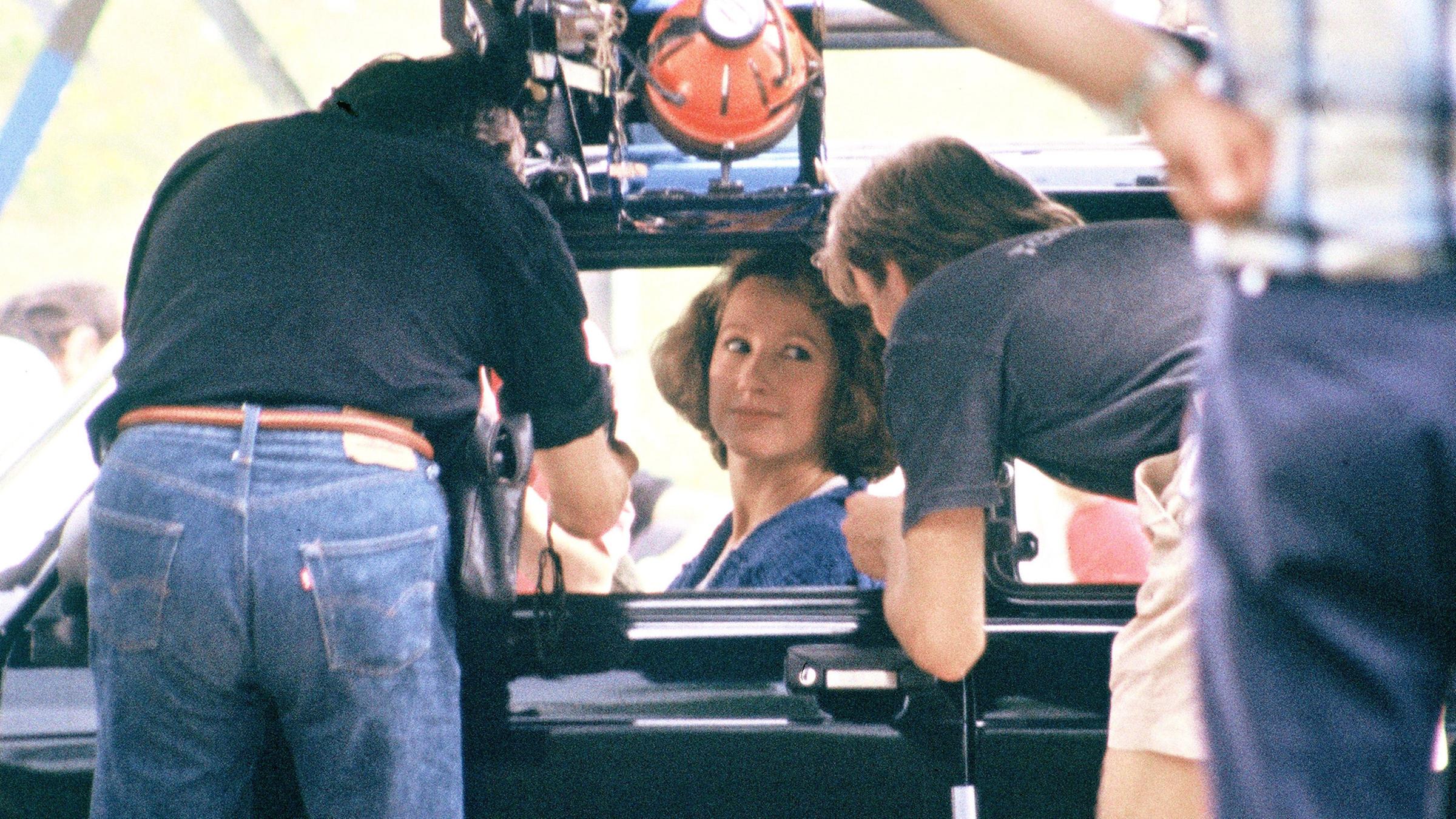 Nathalie Baye während  Dreharbeiten zu einem unbekannten Film. (Archiv)