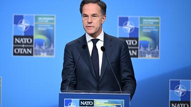 NATO-Generalsekretär Mark Rutte spricht beim Treffen der NATO-Außenminister in Schweden.