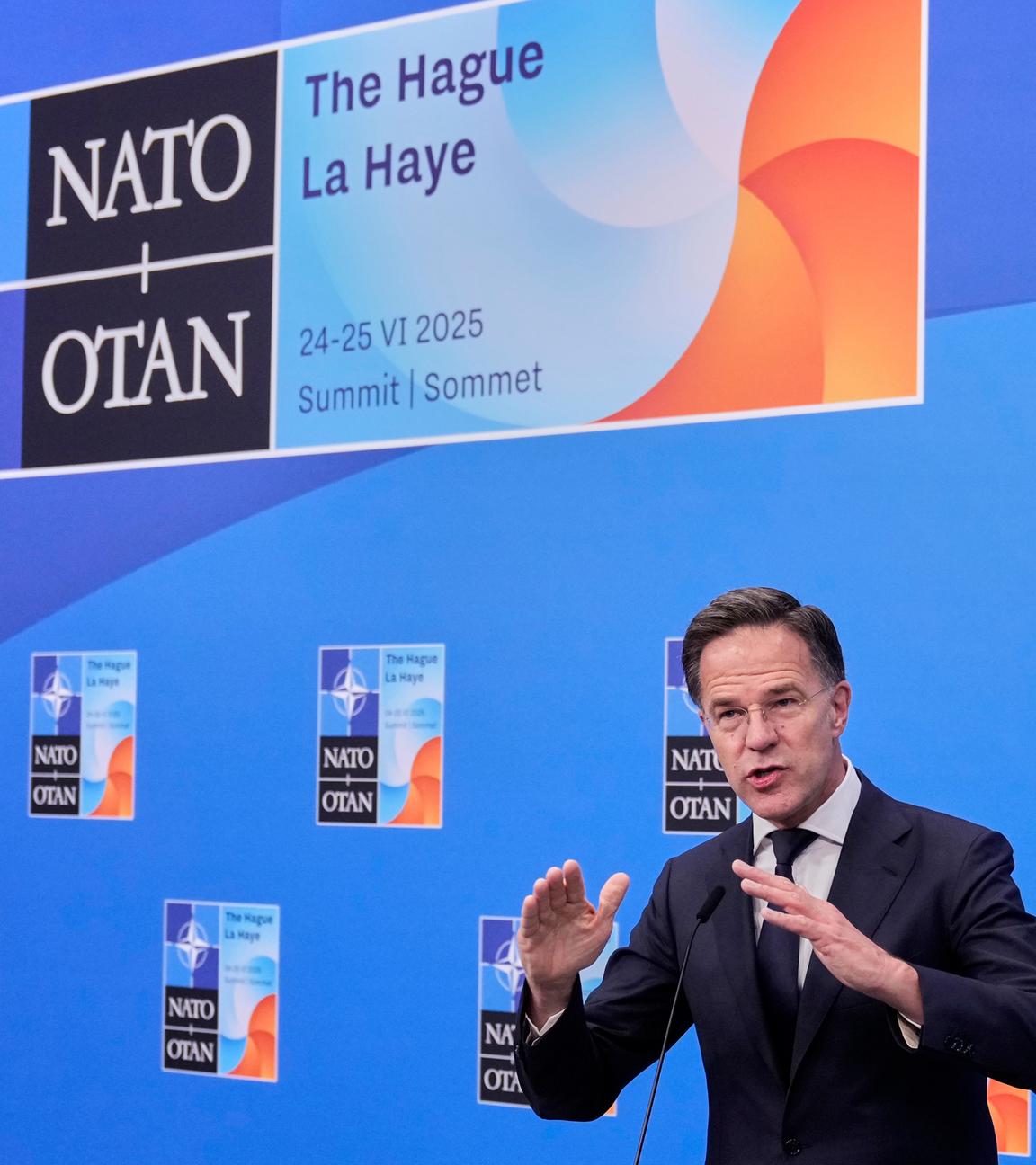 Nato-Generalseketär Mark Rutte auf dem Nato-Gipfel in Den Haag.