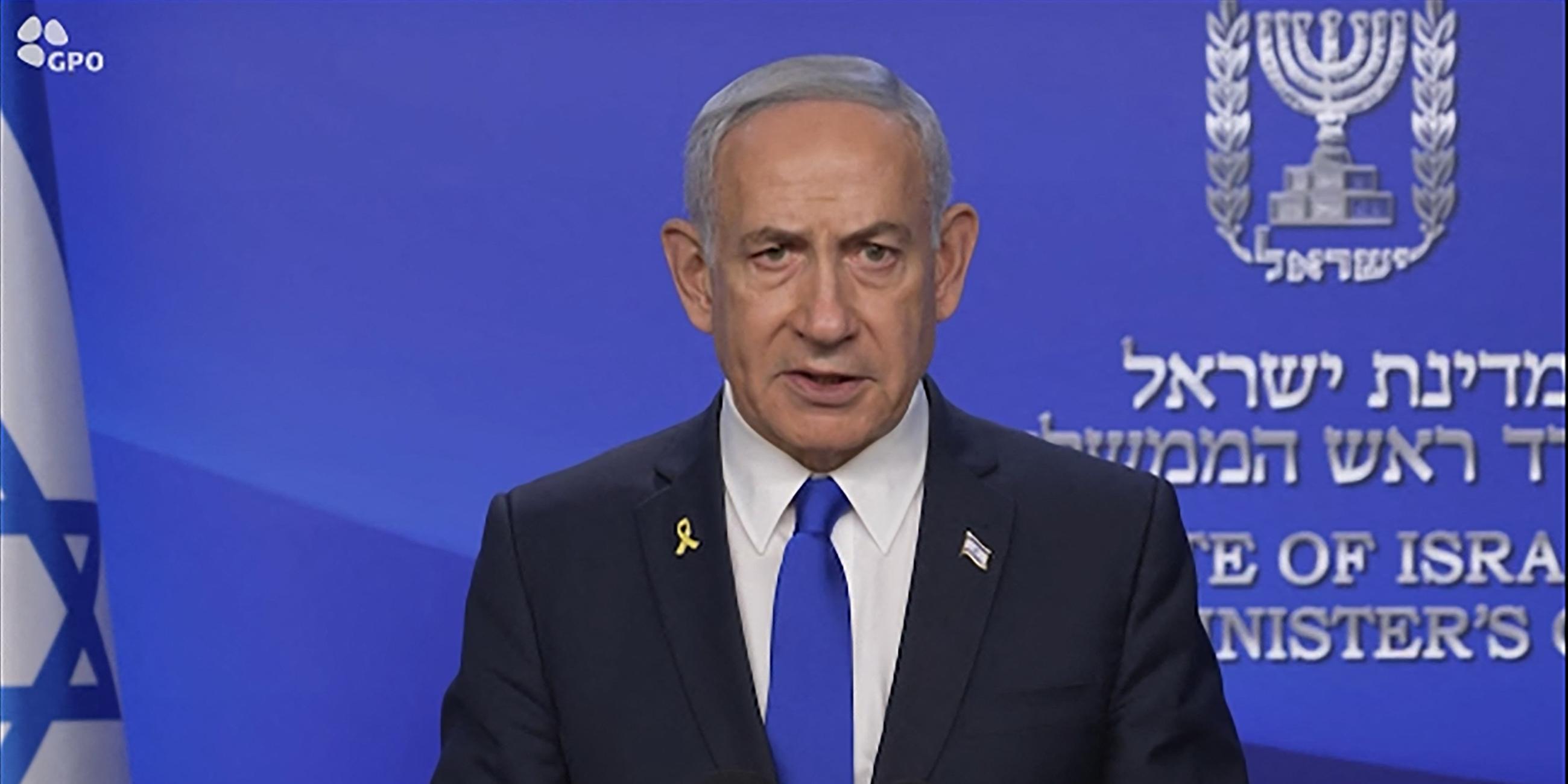 Der israelische Premierminister Benjamin Netanjahu auf einer Pressekonferenz am 13. Juni 2025.
