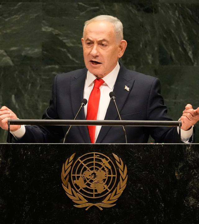 Benjamin Netanjahu, Ministerpräsident von Israel, spricht im Hauptquartier der Vereinten Nationen während der 81. Sitzung der Generalversammlung der Vereinten Nationen.