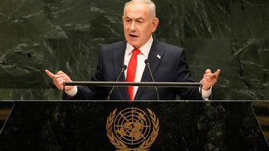 Benjamin Netanjahu, Ministerpräsident von Israel, spricht im Hauptquartier der Vereinten Nationen während der 81. Sitzung der Generalversammlung der Vereinten Nationen.